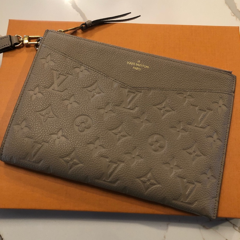 Louis Vuitton Gray Monogram Empreinte Wristlet Pouch
